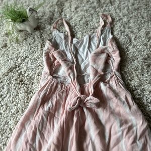 Dip pink white bowtie cute flowy preppy summer flirty midi fun dress